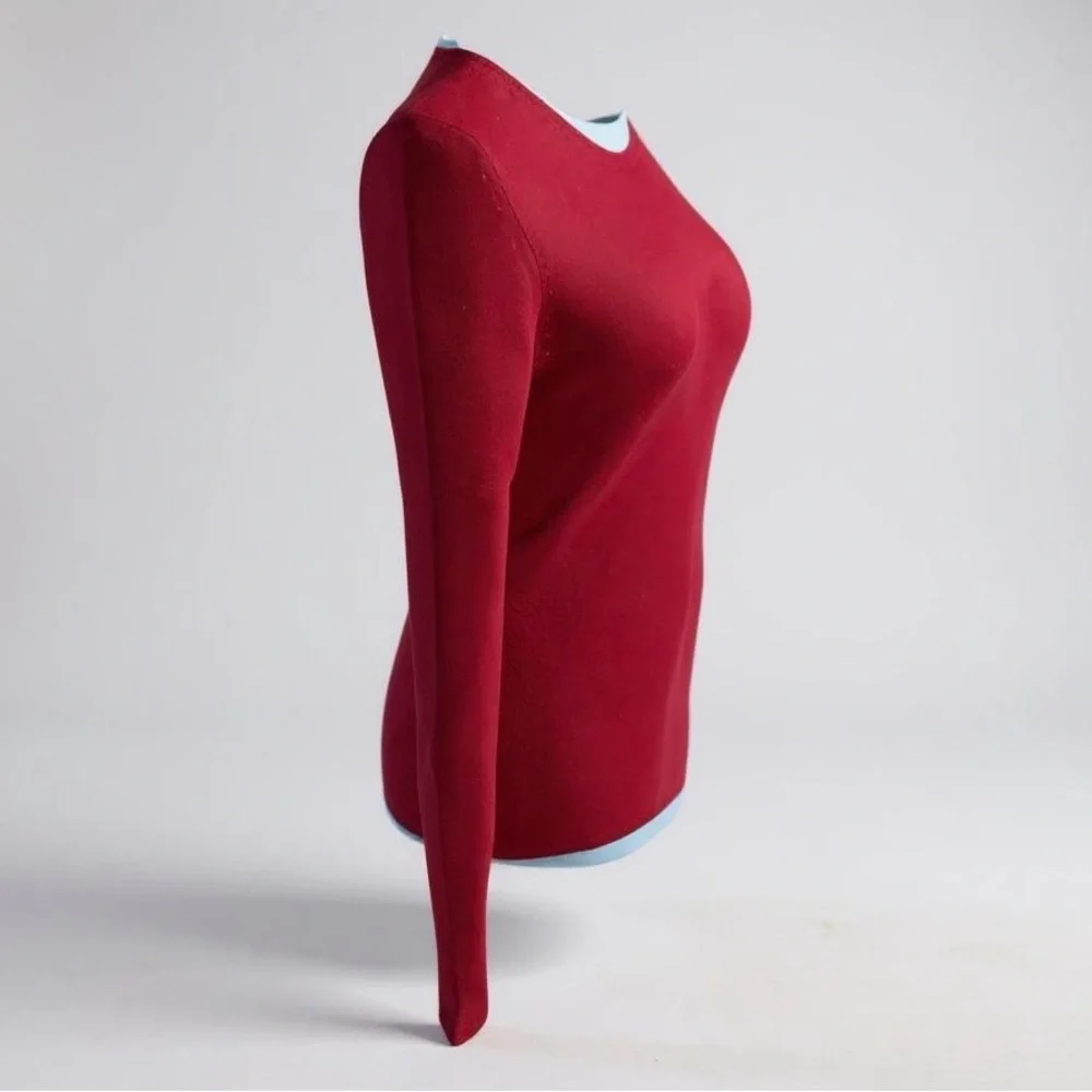 100% Cashmere Sweater By Ellen Tracy Vibrant Red Size Small Lightweight Soft - Picture 2 of 5